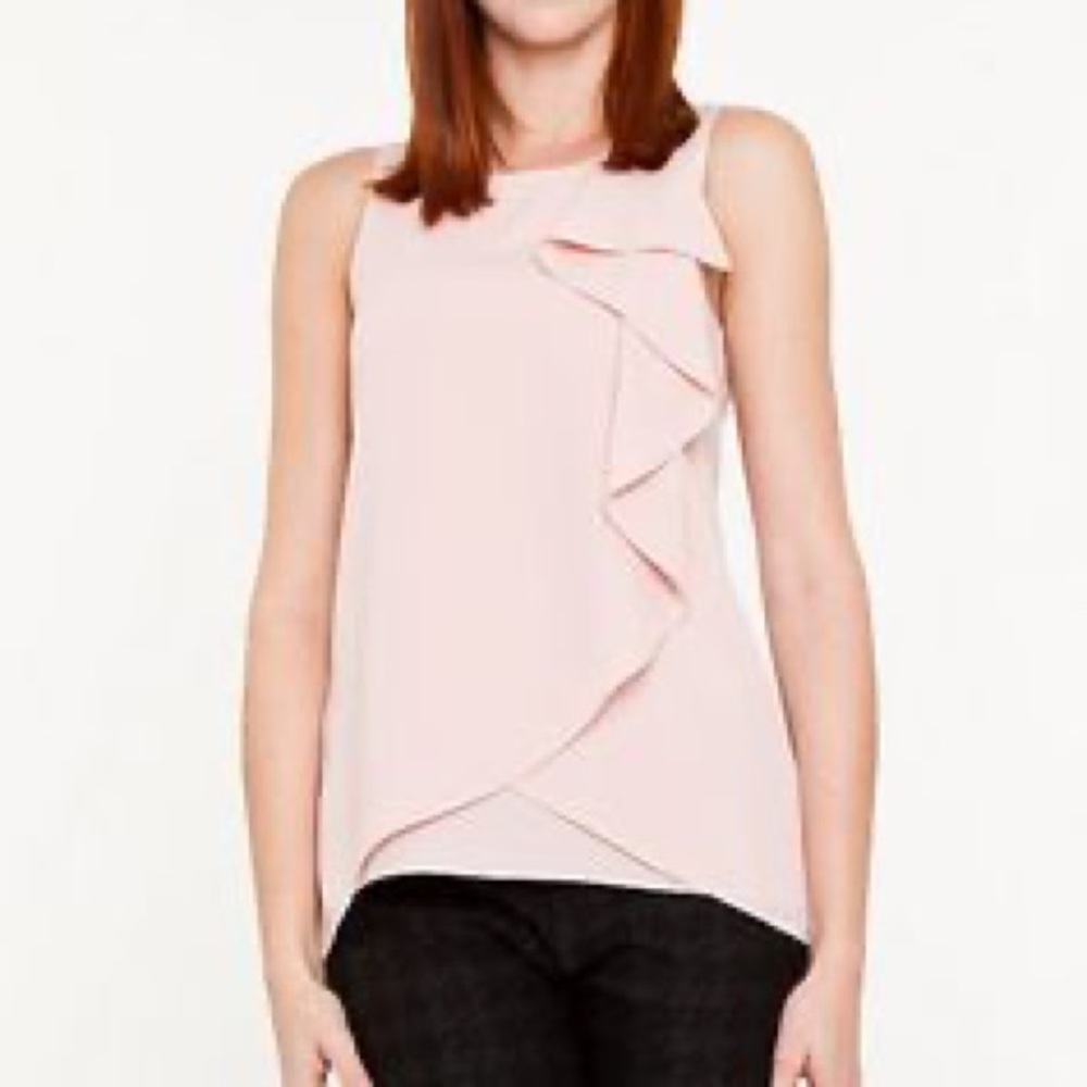 BCBGMAXAZRIA dust pink asymmetric draped top